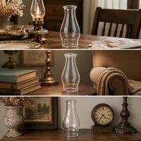 Clear Oil Lamp Chimney Replacement Glass Chimney with Beaded Rim Tapered Glassware Polished for Home Decor