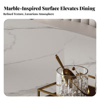 Italian Inspired Rectangular Pedestal Table Light Luxury Household Furniture Minimalist design Modern Design for Small Apartment Dwellers, Homeowners, Families, Dining Room, Dinner Parties, Kitchen, Home