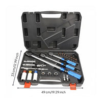 33 Pieces Chrome Vanadium Steel Force Wrench Set Reversible Ratchet Adjustable Force Wrench Kit Double Range Scale