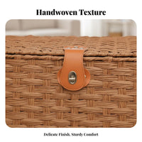 Imitation Rattan Storage Box With Lid Home Organization Side Handles for Parents