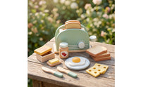 Wooden Breakfast Appliance Toy Wooden   Smooth Toy Breakfast Appliance with Accessories for Young Children