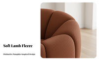 French Cream design Pumpkin rotating Armchair Plush Texture Living Room Seating Soft Fabric Upholstery Accent Chair Ergonomic Design for Homeowners, Interior Designers, Readers, book alcove, Lounge Area, Home inactiveice, Apartment