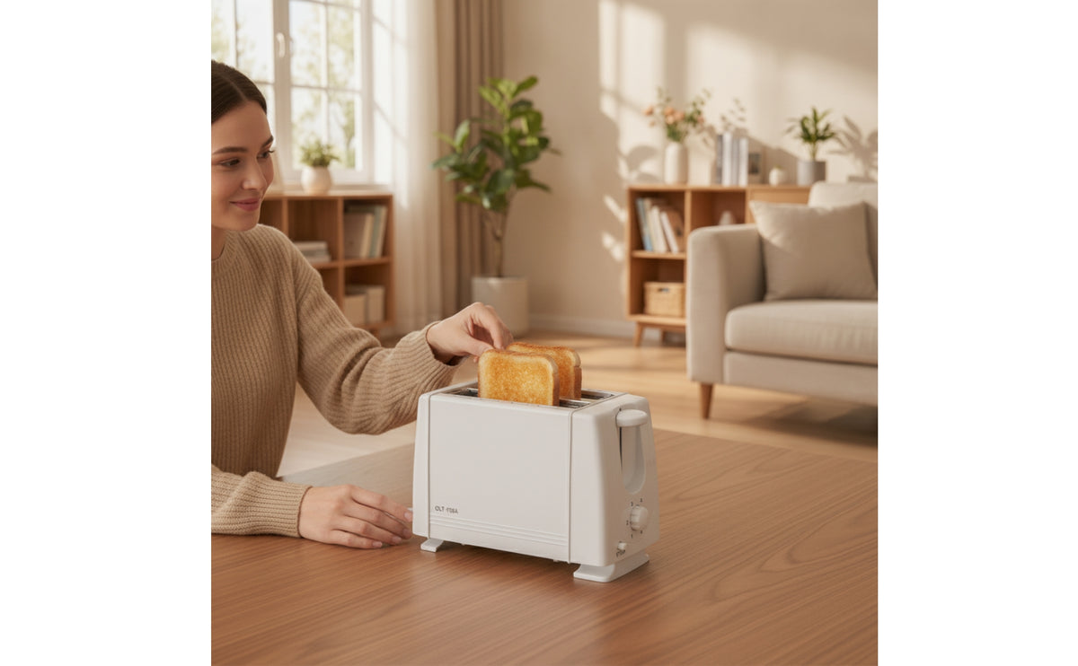 Compact Two-Slice Toaster Automatic Lift up Bread Toaster Lightweight Appliance Space-Saving for Singles, Students, Small Kitchens, Dorm Rooms, Apartments