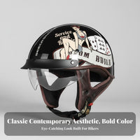 Retro Half Helmet 3C Certified Cruiser Quick Release Buckle for Street Riding, Commuting