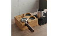 Solid Wood Wooden Espresso Tamping Station Multifunctional Coffee Professional Tool Organizer Block Adjustable for Baristas, Cafe Bar