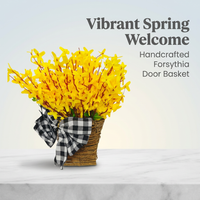 Woven Basket Front Door Wreath, Summer Wreath Front Door, Artificial Forsythia Wreath Front Door, Door Wreath Hanging Spring