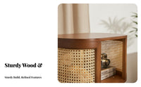 Minimalist Design Woven Door decorative Cabinet Nordic influenced Nightstand Japanese artistic Bedside Table Multi-Functional for Apartment Dwellers, homeowners, Adults, Bedroom, Living Room, Hallway, Entryway