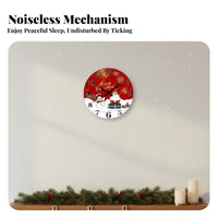 Silent Movement Christmas Wall Clock Non-Ticking Round Christmas Clock Battery Operated for Children, Gift Givers, Living Room, Bedroom