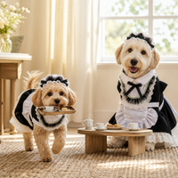 Pet Maid Cosplay Costume Dress with Headband for Cats and Dogs