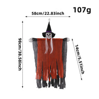 Pointed Hat Hanging Witch Skeleton Decoration Ragged Robe Tattered Witch Wall Hanging Black Underlayer Violet Band