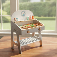 Wooden Play Barbecue Toy Grill Kids Grill Playset Pretend Play Barbecue Set for Preschoolers