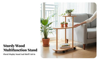 Ladderdesign 3-Tier Rolling Plant Stand Multitier Design 3-Tier Rolling Rack Multifunctional Display Shelf Floor-Standing for Gardeners, Homeowners, Apartment Dwellers, Balcony, Living Room, Corner Space, panoramic view area Side