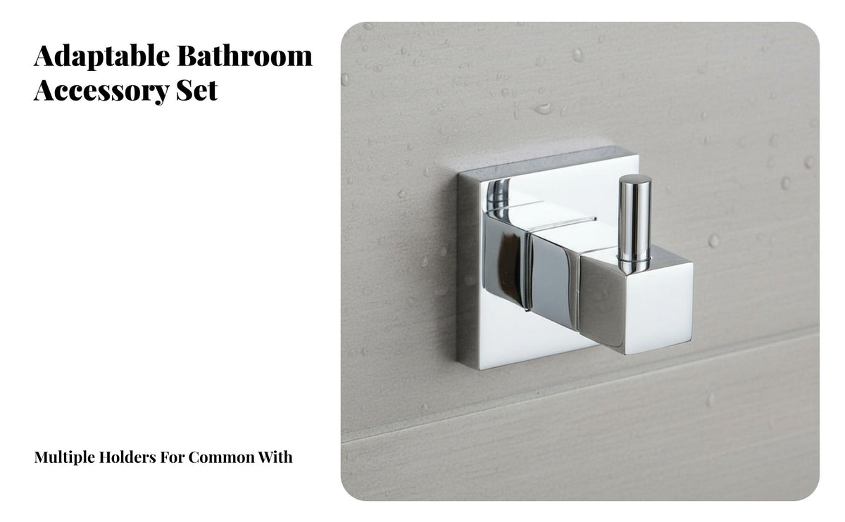 Rustproof Square Wall-Mounted Hook Waterproof Square Base Robe Hook Modern Design Bathroom Accessory Easy Installation for Homeowners, Hotel Managers, DIY Enthusiasts, Restroom, Entryway, Bedroom, Laundry Room
