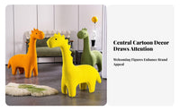 Sturdy Frame Knitted Giraffe Pouf Anti-Slip Feet Creature Stool Multi-Functional children's Furniture Nordic Design for Toddlers, Parents, Nursery, Living Room, Kindergarten