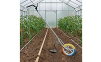 Sturdy Manganese Steel Multi-Function Rolling Tiller Interchangeable Heads Wheeled Soil Loosener Adjustable Depth Manual Soil Loosener Ergonomic Handle for Women, Elderly, Farm, Vegetable Plot, Allotment
