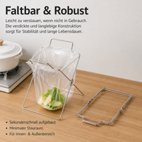 Foldable Trash Bag Stand, Yellow Bag Stand for Camping & Barbecues, Sturdy Wire Garbage Bag Holder, Silver Waste Collector