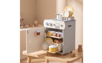 Wooden Toy Dishwasher Realistic Toy Dishwasher with Dish Rack Sturdy Pretend Play Sink for Preschool, Daycare