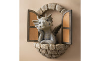 Dragon Figurine with Arch Polyresin Dragon Figurine Decor Stone-Textured Artisanal for Fantasy Lovers, Fairy Garden, Shelf