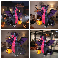 Inflatable Dragon with Pumpkin Giant Halloween Inflatable Dragon for Lawn