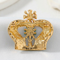 Women's Ornate Crown Lapel Pin, Rhinestone Crown Brooch Pin, Sparkling Crown Brooch Pin, Vintage Lapel Pin for Suits, Fashion Brooch for Scarves