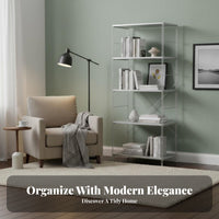 Adjustable Shelves Multi-Tier Etagere Freestanding Geometric Unobstructed-Shelf Unit Sturdy Construction Bookcase Versatile Use for Book Lovers, Homeowners, Office Workers, Study Room, Bedroom, Apartment