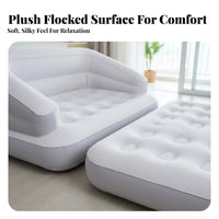 Quick Inflation and Deflation Double transformable Air Bed Indoor & Outdoor Use Flocked Air Lounger long-lasting Inflatable Sofa Ergonomic Design for Travelers, Campers, Families, Travel, Guest Room, spineyard