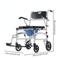 Padded Wheeled Commode Chair Aluminum Commode Chair with Wheels Sturdy Portable Toilet with Container Comfortable for Disabled, Elderly, Bedside