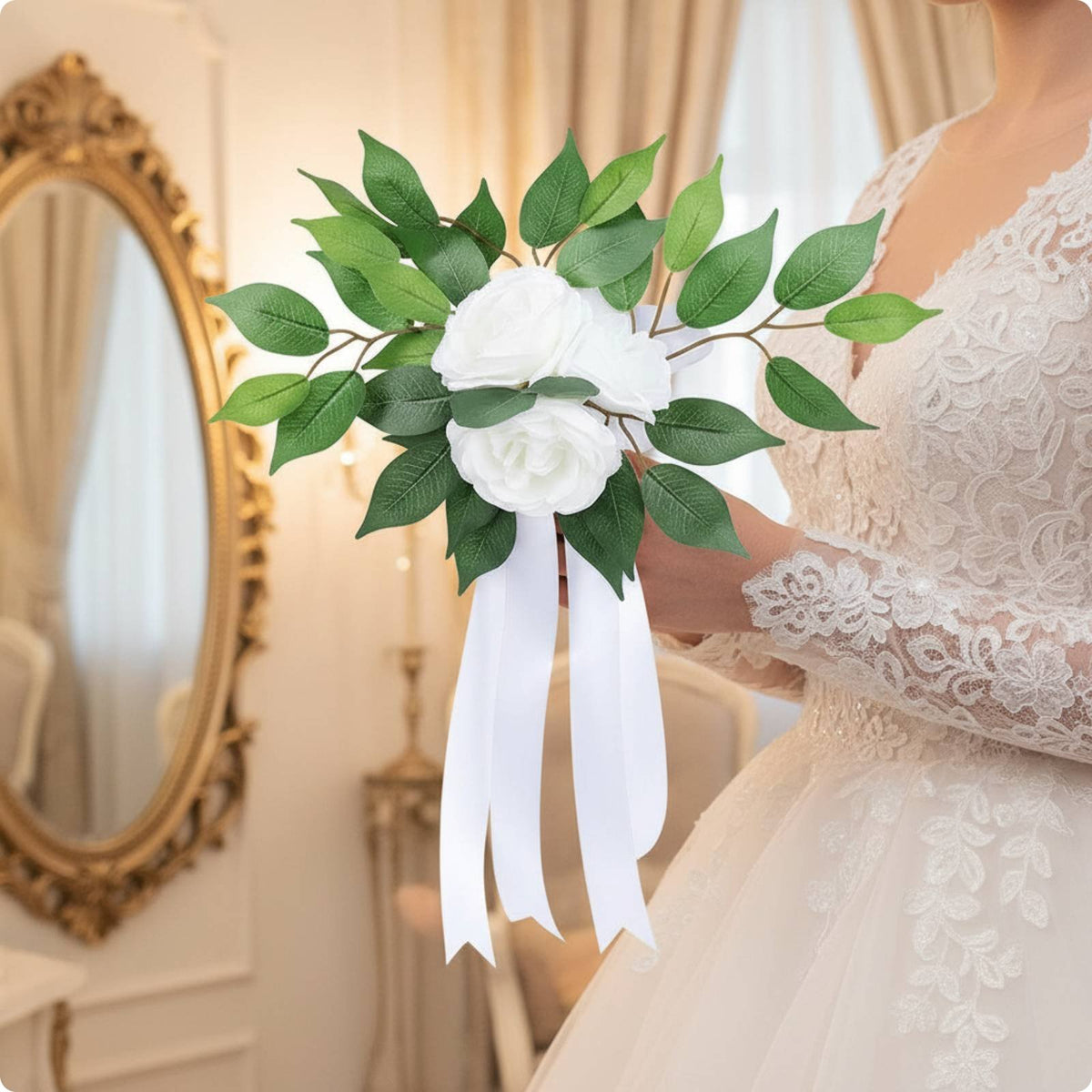 Bridal Car Flower Set Handmade Vehicle Decor Photo-Ready for Brides