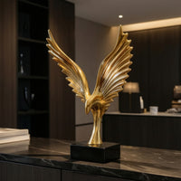 Eagle Statue with Base Gilded Eagle Sculpture Decorative Bird Figurine Glossy Bird Statue Tabletop for Homeowners, Living Room