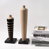 Modern Wabi-Sabi Carbonized Wood Tall Vase Ornament