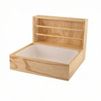 Wooden Hay Feeder with Tray Wood Small Pet Hay Feeder Large Capacity Grass Manger for Enclosures