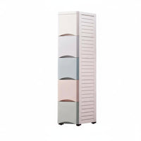 Space Saving Slim Space Cabinet Sturdy Construction 5-Drawer Slim Organizer Easy Assembly Narrow Chest of Drawers Large Capacity for Apartment Dwellers, Homeowners, Small Areas, Kitchen, Bathroom, Dorm Room