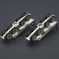 2 Pieces Top Hung Sliding Door Rollers Zinc-Colored 8-Wheel Door Roller Easy Installation Household Fixtures