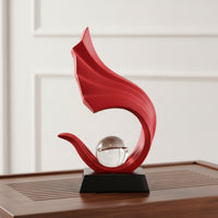 Contemporary Table Sculpture with Crystal Ball Modern Abstract Art Sculpture Resin Decorative Statue with Crystal Ball Feng Shui for Homeowners, Living Room, Bookshelf, Office, Entryway