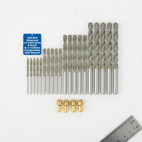 24 Pieces Includes 4 Brass Collets Crystal Drill Bit Set Rotary Tool Compatible Crystal Coated Rotary Tool Accessory for Hobbyists
