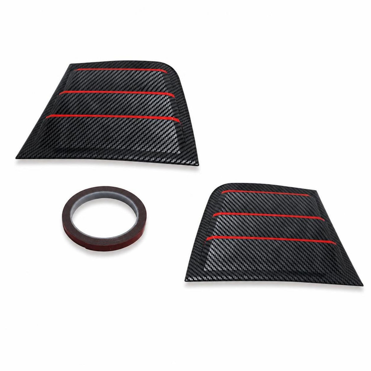Rear Side Window Louver Cover Sporty Rear Side Window Louver Car Accessory Carbon-Fiber Look Glossy