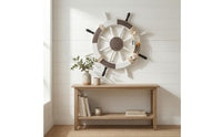 Rope-Wrapped Ship Wheel Wall Decor Artisanal Nautical Wall Hanging Vintage Look Decorative Ship Wheel Sturdy Craftsmanship for Indoor, Living Room, Bedroom