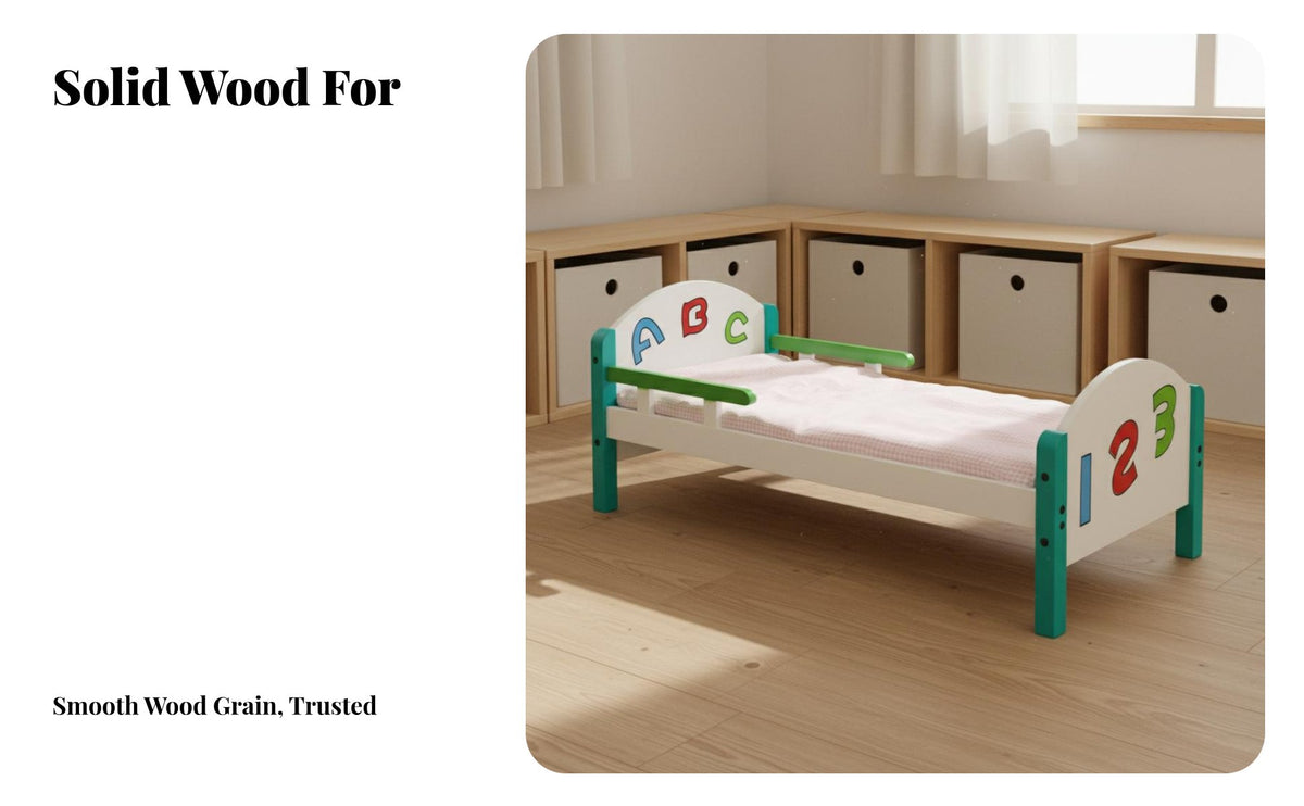 Kindergarten Rest Bed Space-Saving Solid Wood Young child's Bed Guardrails Preschool Sleeping Cot for Young Children, Preschoolers, Classroom, Nursery