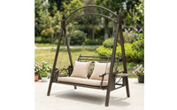 Outdoor 2 Person Swing Chair Indoor Swing Chair with Stand Comfy Love Seat Cushioned for Adults, Garden
