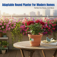 Resin Embossed Round Flower Pot, Indoor Planter, Balcony Garden Container, Multiple Colors, Italian Design