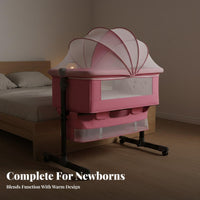 Multi-Functional Design Bedside Sleeper Bassinet Lockable Wheels Rolling Bedside Bassinet Adjustable Height Baby Cradle Rocking Mode for Newborns, Infants, New Parents, Bedroom, Travel, Living Room, Indoors