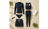 Long Sleeve Swim Shirt Set Couple Matching Design Long Sleeve Swim Shirt Sun Protection Full Coverage Swim Set for Couples, Surfing, Swimming, Beach