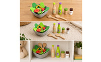Wooden Salad Set Child-Centered-Influenced Salad Playset Realistic Pretend Play Pretend Play Set with Bowl for Playroom