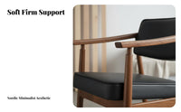 Nordic & aesthetic Wooden Dining Armchair with Padded spine Ergonomic spinerest Upholstered Chair Thick paddings Seating Furniture Curved Armrests for Design aficionados, households, Families, Restaurant, Study Room, Kitchen, perusing reading corner