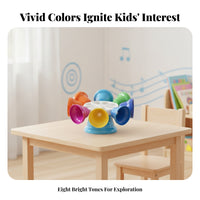 8 Pieces Compartmented Packaging 8-Note Bell Instrument Glossy Rotating Bell Toy Translucent Rainbow Desk Bells White Center for Children