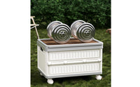 Rolling Storage Box with Wood Lid Wheeled Storage Chest with Handle Rugged for  , Picnic
