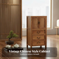 Modern Oriental Aesthetic Modular Tea Stand Multi-Functional Side Cabinet No Assembly Required Storage Furniture Sturdy Construction for Homeowners, Apartment Dwellers, Renters, Living Room, Corner Space, Bedroom, Entryway