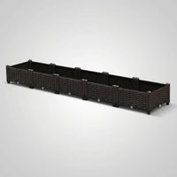 Outdoor Planters for Plants and Flower Boxes, Trough Planter with Window Box Style, Wicker Texture Vegetable Planter, Indoor Floor Stand