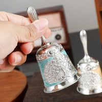 Decorative Hand Bell with Peacock Motif Elegant Metal Hand Bell Retro Handbell Compact for Collectors, Home Decor, Classroom