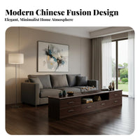 Solid Wood TV Cabinet Sturdy Construction Modern Chinese Look Television Stand Sturdy Living Room Entertainment Center for Apartment Dwellers, Home